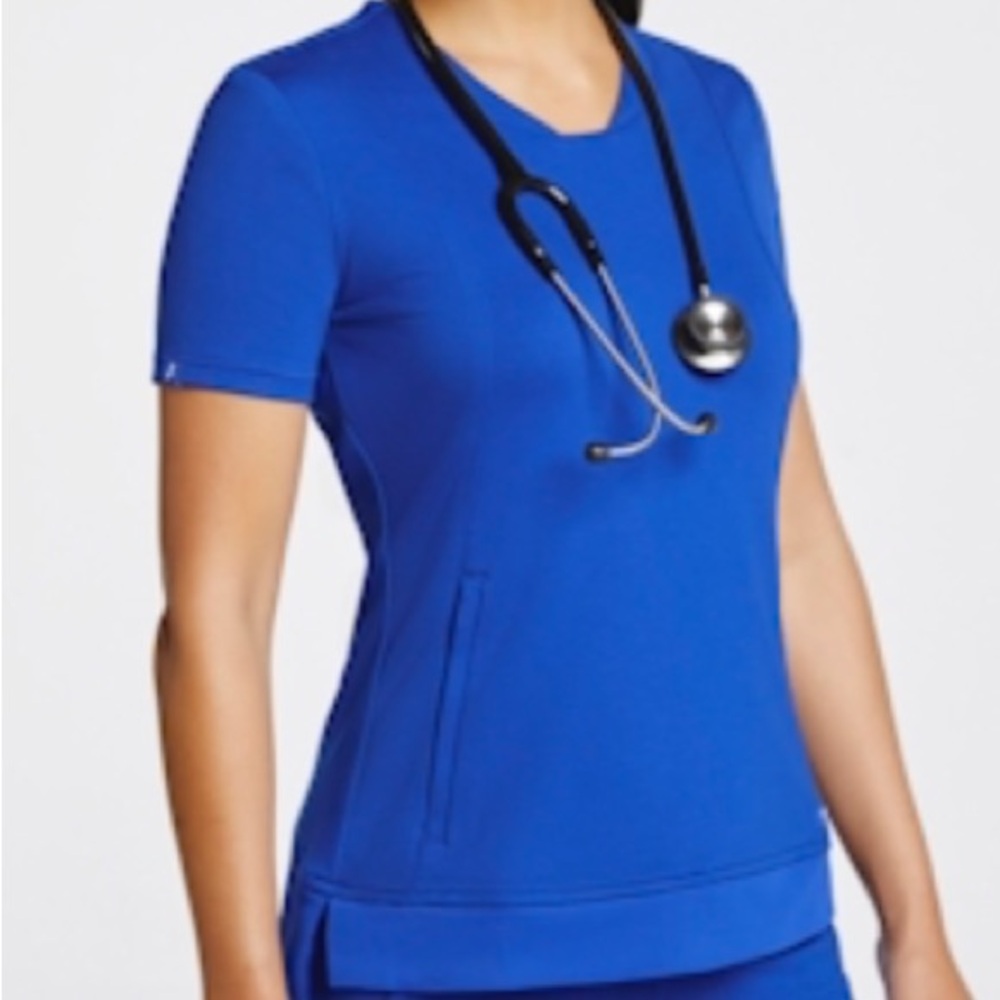 Jaanuu Women's XXS Royal Blue scrub top & joggers